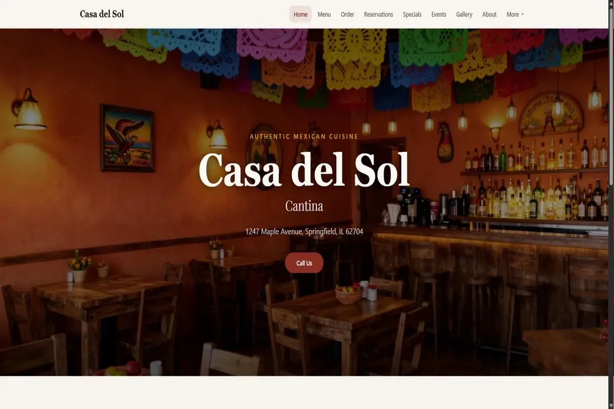 Restaurant & Hospitality concept site preview