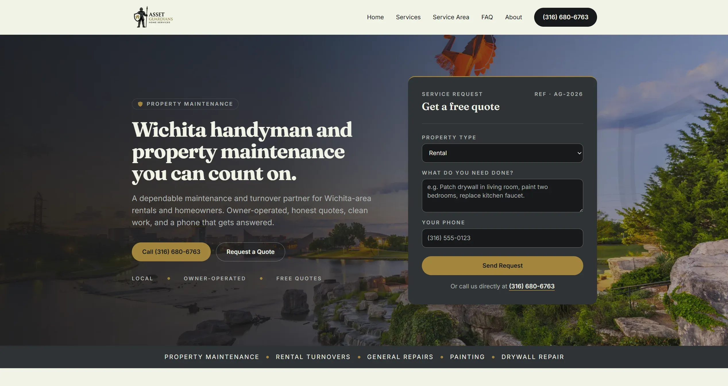 A client build shown in a desktop browser